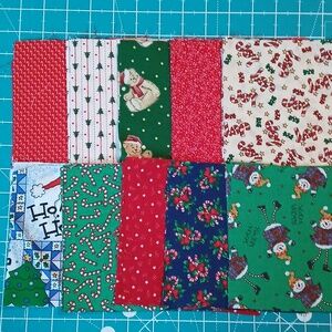 40 Vintage Christmas Fabric Pre-cut Squares 5.75 Inch